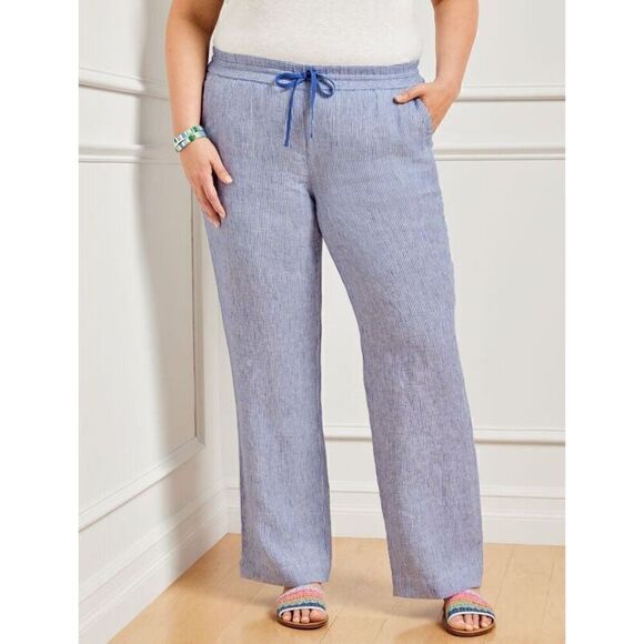 Talbots Plus WASHED LINEN WIDE LEG PANTS in Black size 3X NWT - Picture 2 of 10